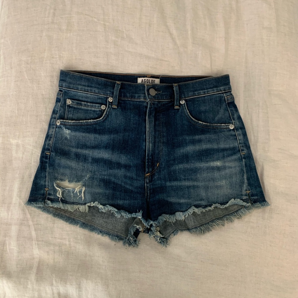 AGOLDE DENIM CUT OFF SHORTS
